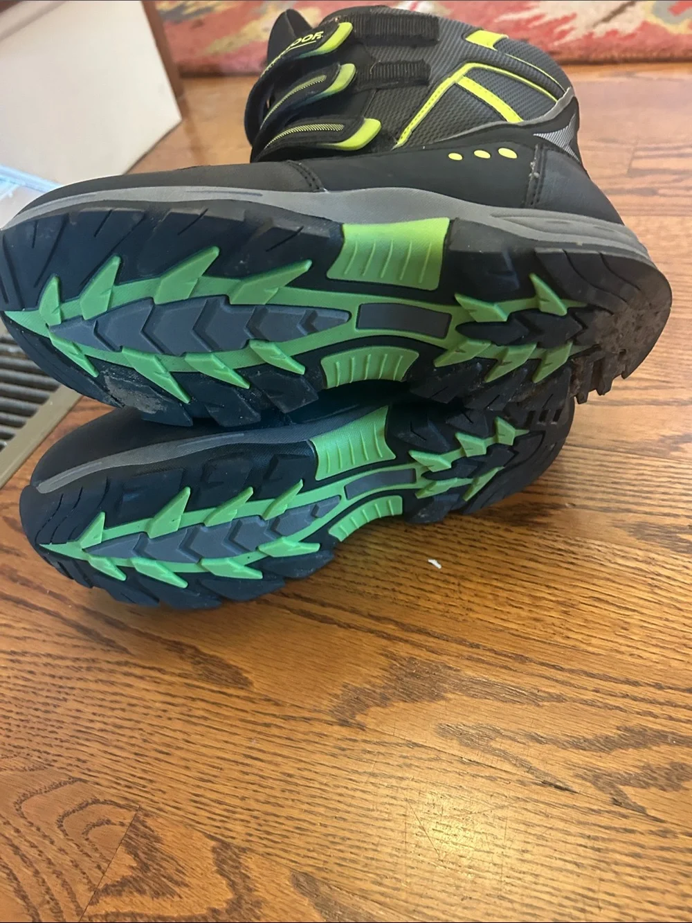 Weatherproof Kids Black and Lime Green Strap Winter Boots